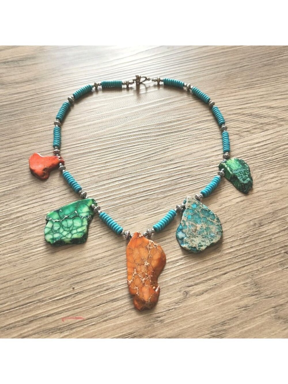 Boho Gemstone Slice Necklace | Handmade One Of A Kind Bohemian Jewelry